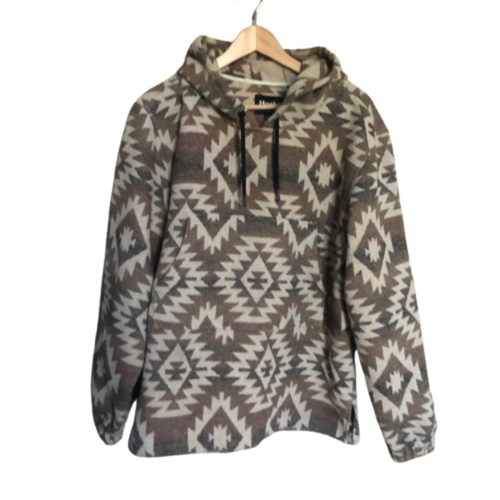 Hooké Appalachian Aztec Navaho Southwestern Pattern Wool Blend Hoodie Medium